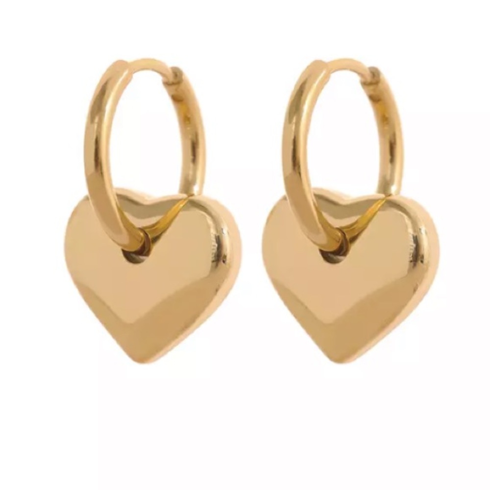 18k Gold Finished Titaium Handcrafted Earrings 1” - Picture 1 of 1